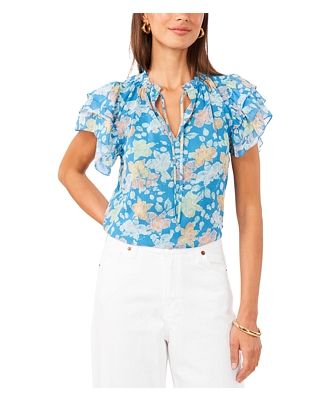 1.state Printed Flutter Sleeve Top