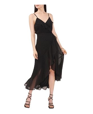1.state V Neck High Low Ruffled Maxi Dress