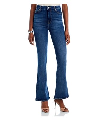 7 For All Mankind High Rise Skinny Bootcut Tailorless Jeans in Blue Star
