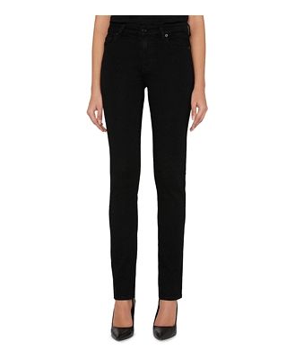 7 For All Mankind Kimmie Mid Rise Straight Jeans in Rinse Black