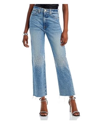 7 For All Mankind Logan Stovepipe High Rise Crystal Embellished Jeans in Ode To