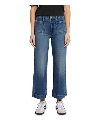 7 For All Mankind Ultra High Rise Patch Pocket Cropped Jeans in Sea Level
