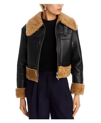 A.l.c. Faux Leather & Faux Fur Trim Jacket