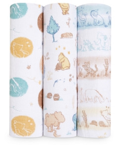 Aden and Anais Unisex Winnie the Pooh Classic Swaddle Blankets, Pack of 3