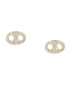 Adina Reyter 14K Gold Tiny Pave Diamond Mariner Post Earrings