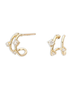 Adina Reyter 14K Yellow Gold Diamond Double J Hoop Earrings
