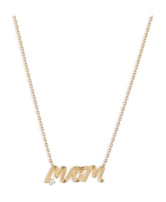 Adina Reyter 14K Yellow Gold Diamond Grooved Mom Pendant Necklace, 15-16