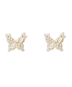 Adina Reyter 14K Yellow Gold Diamond Multi Cut Butterfly Stud Earrings