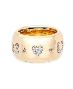 Adina Reyter 14K Yellow Gold Diamond Pave Lucky Symbol Barrel Ring