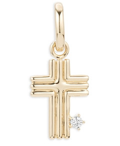 Adina Reyter 14K Yellow Gold Groovy Diamond Cross Pendant
