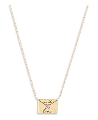 Adina Reyter 14K Yellow Gold Paris Diamond With Love Envelope Pendant Necklace, 15-16