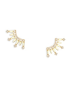 Adina Reyter 14K Yellow Gold Pave Diamond Crown Stud Earrings