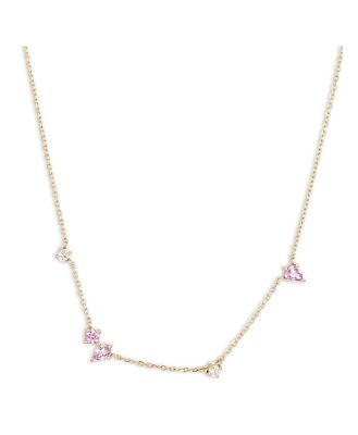 Adina Reyter 14K Yellow Gold Pink Sapphire & Diamond Asymmetric Station Collar Necklace, 15-16