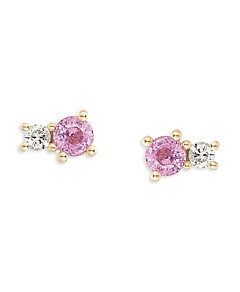 Adina Reyter 14K Yellow Gold Pink Sapphire & Diamond Stud Earrings