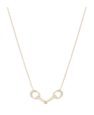 Adina Reyter 14K Yellow Gold Tiny Pave Diamond Horsebit Link Necklace, 15-16