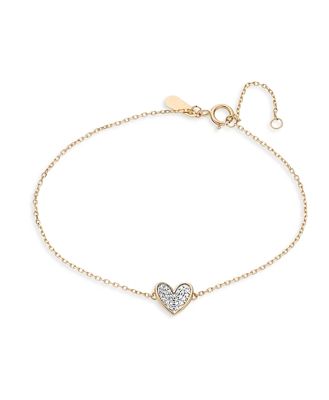 Adina Reyter Diamond Pave Heart Pendant Bracelet in 14K Gold
