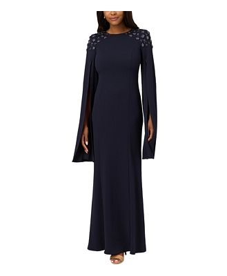 Adrianna Papell Beaded Cape Sleeve Gown