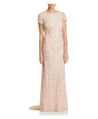 Adrianna Papell Sequined Cap Sleeve Gown