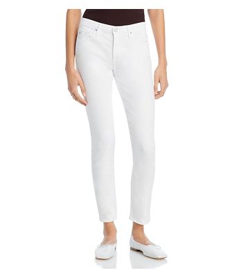 Ag Prima Mid Rise Ankle Slim Jeans in White