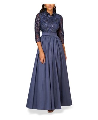 Aidan Mattox Sequined Belted Gown