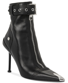 Alexander McQUEEN Women's Pointed Toe Buckled Cuff High Heel Boots