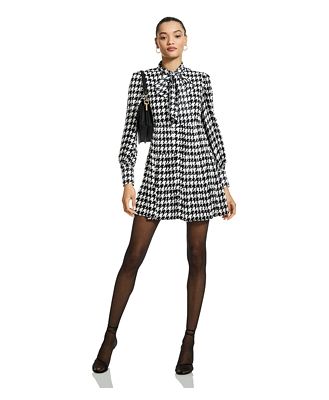 Alice and Olivia Rowen Houndstooth Bow Mini Dress - 150th Anniversary Exclusive