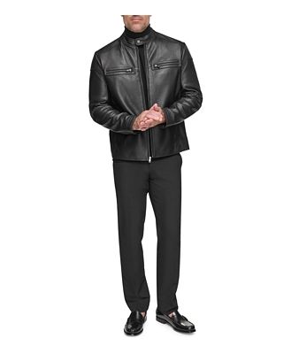 Andrew Marc Bantam Leather Full Zip Racer Jacket