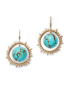 Annette Ferdinandsen Design 14K Yellow Gold Turquoise Earth & Sun Drop Earrings