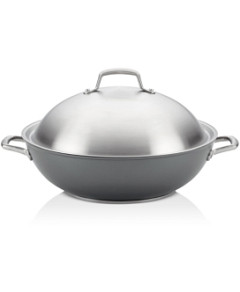Anolon Accolade Hard-Anodized Precision Forge 13.5 Wok with Lid, Moonstone