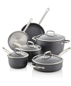 Anolon Accolade Hard-Anodized Precision Forge Cookware Set, 10-Piece, Moonstone