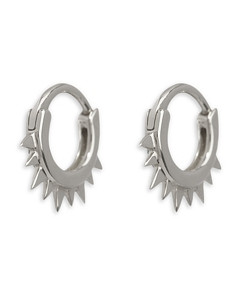 Apres Jewelry 14K White Gold Crown Huggie Hoop Earrings