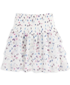 Aqua Girls' Butterfly Clip Dot Smocked Tiered Skirt, Little Kid, Big Kid - 100% Exclusive