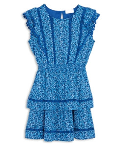 Aqua Girls' Cupcake Lace Trim Tiered Dress, Little Kid, Big Kid - 100% Exclusive