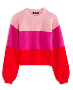 Aqua Girls' Tri Color Crewneck Sweater, Little Kid, Big Kid - 100% Exclusive