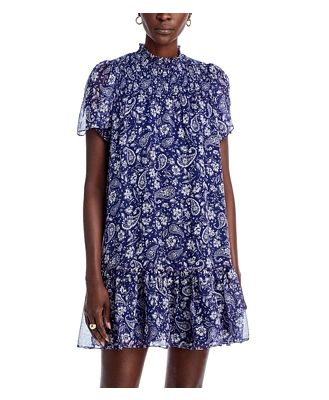 Aqua Short Sleeve Paisley Dress - 100% Exclusive