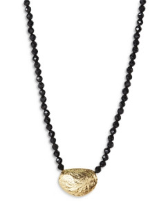 Argento Vivo 14K Gold Plated Sterling Silver & Onyx Molten Bead Necklace, 14 - 16