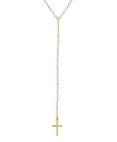 Argento Vivo Cultured Freshwater Pearl Beaded Cross Lariat Necklace in 18K Gold Plated Sterling Silver, 16-18