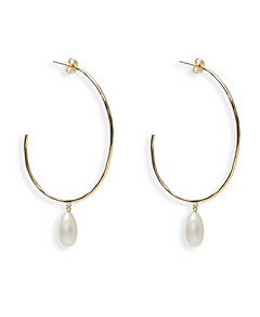 Argento Vivo Large Cultured Freshwater Pearl Hoop Earrings