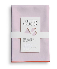 Atelier Saucier Blush & Orange Linen Napkins, Set of 4