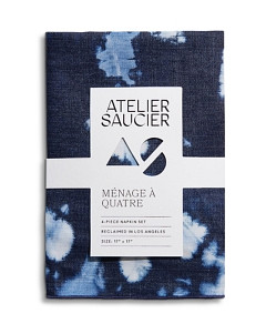 Atelier Saucier Denim Tie Dyed Linen Napkins, Set of 4