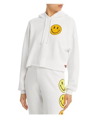 Aviator Nation Smiley 2 Graphic Cropped Hoodie