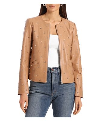 Bagatelle Faux Leather Studded Zip Jacket
