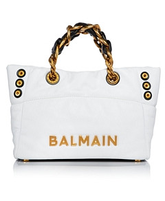 Balmain 1945 Soft Cabas Small Embossed Leather Hobo
