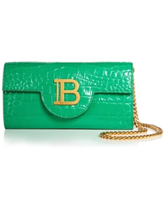 Balmain BBuzz Croc Embossed Leather Wallet On A Chain