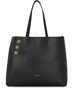 Balmain Embleme Large Leather Shopping Tote with Removable Pouch