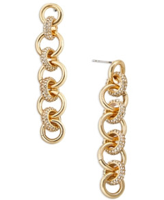 Baublebar Beth Pave Link Linear Drop Earrings in Gold Tone