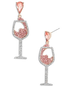 Baublebar Nothing to Wine About Crystal Wine Glass Drop Earrings in Two Tone