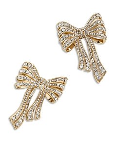 Baublebar That's A Wrap Pave Bow Drop Earrings in Gold Tone