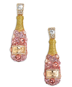 Baublebar Think Pink Crystal Rose Bottle Drop Earrings in Gold Tone
