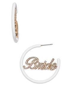Baublebar Wife Of The Party Pave Bride White Hoop Earrings in Gold Tone